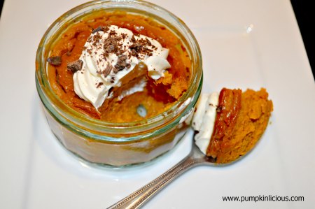 pumpkin custard with spoon
