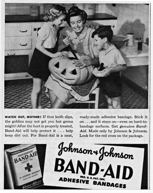 vintage band aid ad, vintage pumpkin carving photo