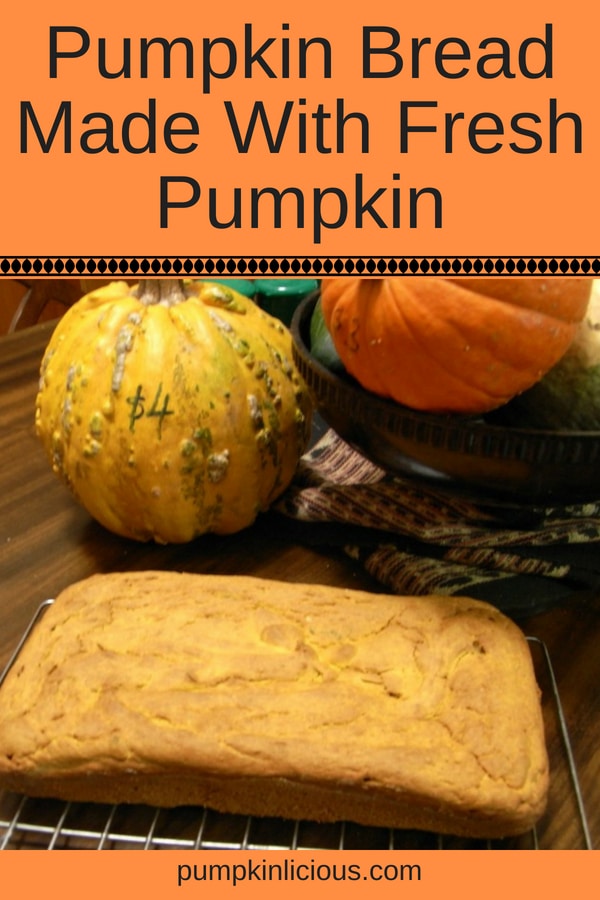 This easy to make savory fresh pumpkin bread recipe is not only simple to make, but it's also healthy. Perfect with warm soup, or just toasted with butter. Delicious!