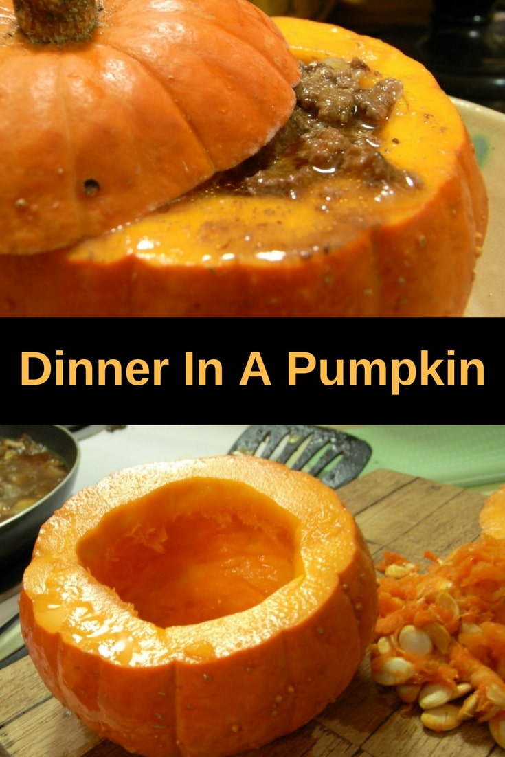 Check out this recipe for dinner in a pumpkin: easy to make, delicious and what a nice presentation!