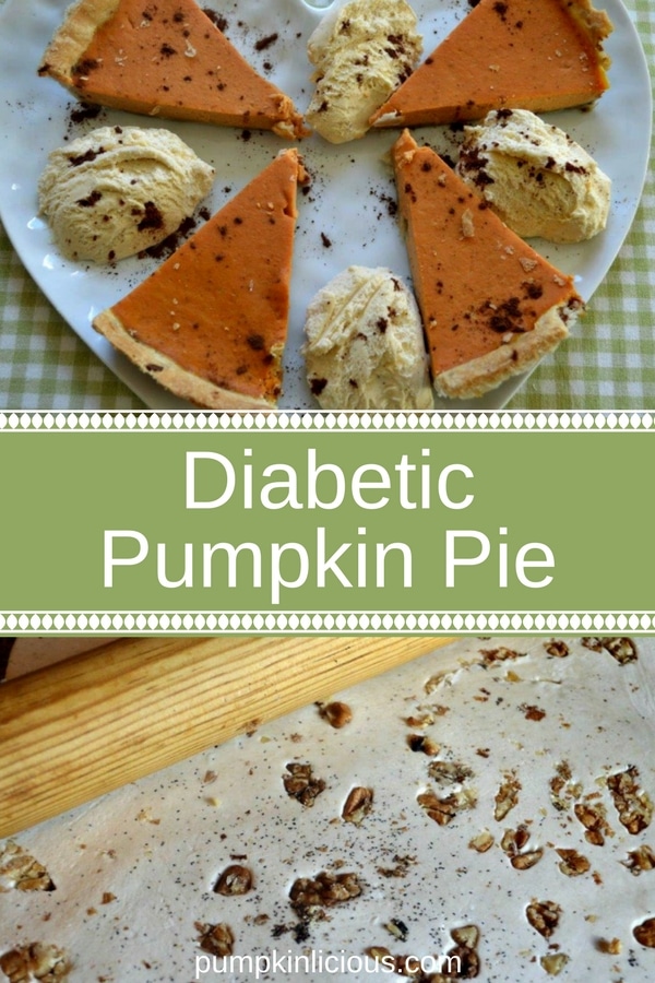 This diabetic pumpkin pie recipe is easy to make and so delicious, you won’t even know it dietetic. Sweetened with agave syrup, and enhanced with ground pecans, and some healthy spices, your diabetic guests and family will never miss out on thanksgiving pie. If you want to lower calories, or want a grain free versions, make it a crust-less pie ;)
