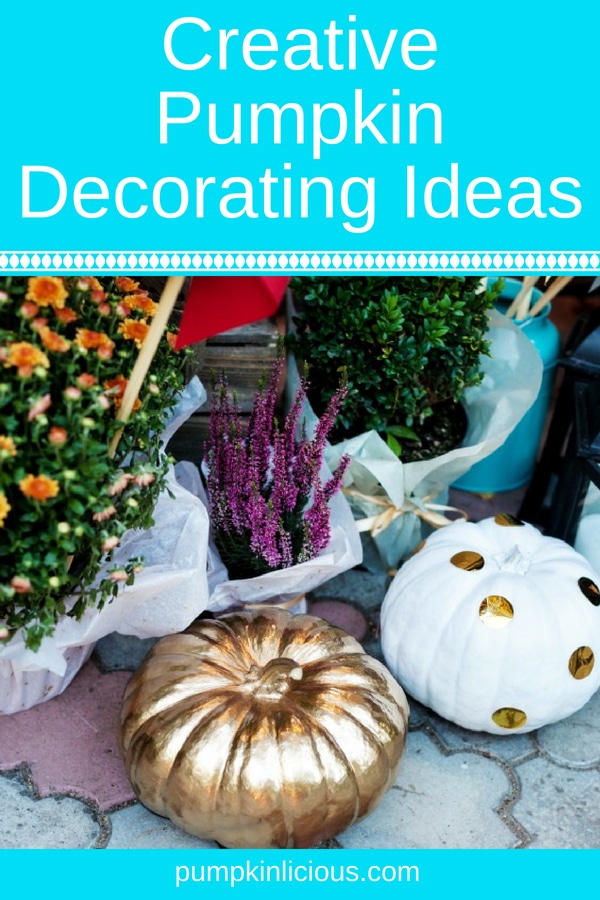 Fall is the perfect time to enjoy pumpkins in all forms. Here are a few no carve creative pumpkin decorating ideas for inspiration: from tiny pumpkins dipped in glitter to large painted black or white and even glow in the dark, these DIY projects are as unique as you are. #pumpkins #nocarve #pumpkindecoratinf #fall #autumndecor #pumpkinlicious #pumpkindecor 