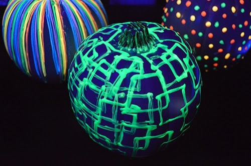 Glow in the dark painted pumpkins