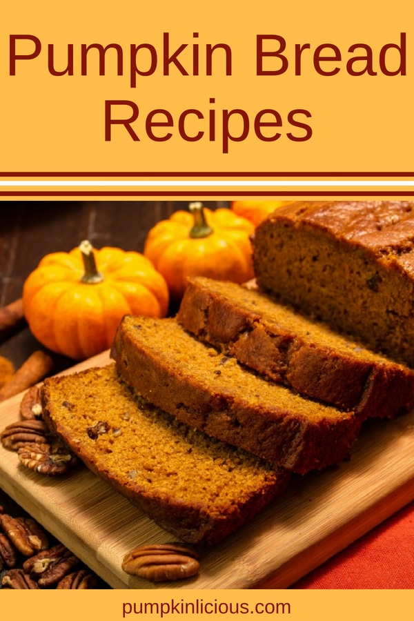 Looking for some healthy homemade pumpkin bread recipes? Here's a collection of easy recipes made from scratch: some sweet tasting made with chocolate chips, some with nuts, and others with savory spices, great for eating with soups. Best pumpkin breads I found!