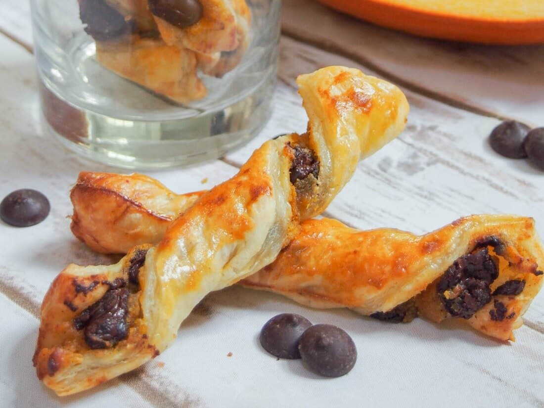 Chocolate pumpkin pastry twists