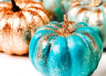 Blue pumpkins decor