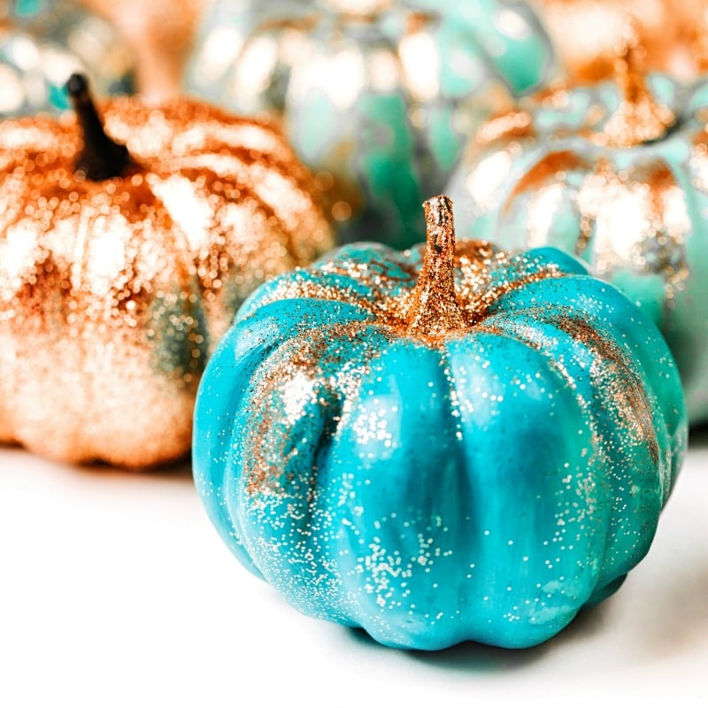 Blue pumpkins decor