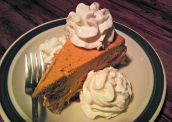 A slice of pumpkin cheesecake