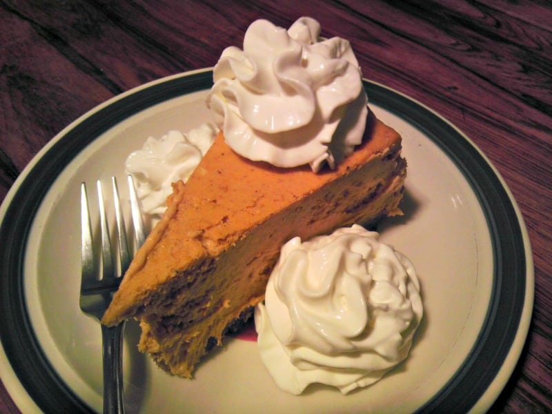 A slice of pumpkin cheesecake
