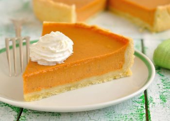 Pumpkin pie with whipped cream