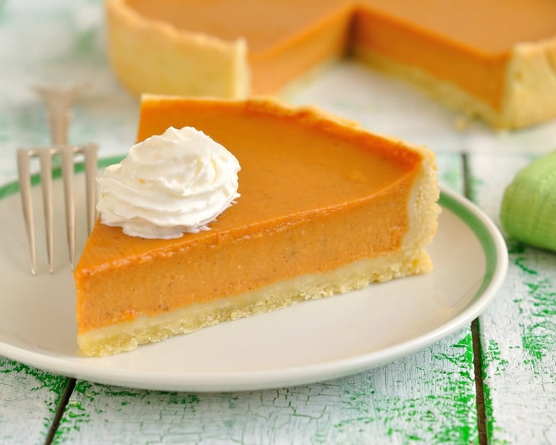 Pumpkin pie with whipped cream