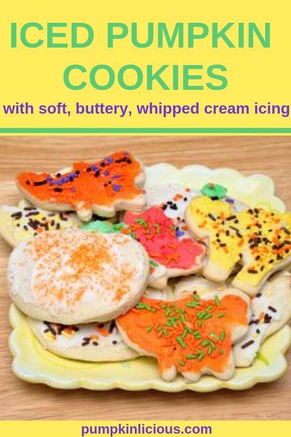 If you love fall desserts and frosting this iced pumpkin cookies recipe is for you! Welcome the fall with these mouthwatering, moist, cookies. Add some chocolate chips for even more yumminess. Perfect for Thanksgiving, Christmas or just for a special treat, because you deserve it. #cookies #sugarcookes #pumpkincookies #thanksgiving #christmas #fallrecipes #fallcookies