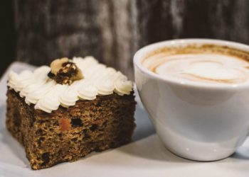 Chocolate pumpkin cake and coffee