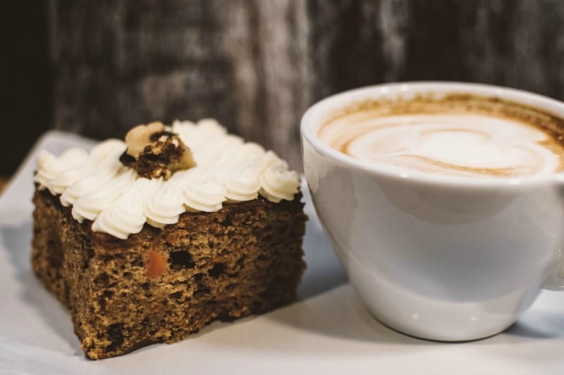 Chocolate pumpkin cake and coffee