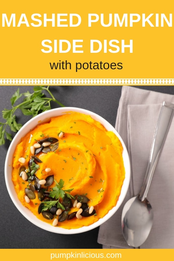 This Thanksgiving mix some pumpkin into your mashed potatoes for extra color and great flavor. Perfect for fall dinners, Thanksgiving sides and even all on its ow, when you need some comfort food, this pumpkin mash is healthy as it’s easy to make. YUM! #pumpkinmash #pumpkinpotatomash #pumpkinpotato #thanksgiving #thanksgivingdinner #thanksgivingside #pumpkinlicious