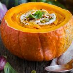pumpkin soup in a pumpkin
