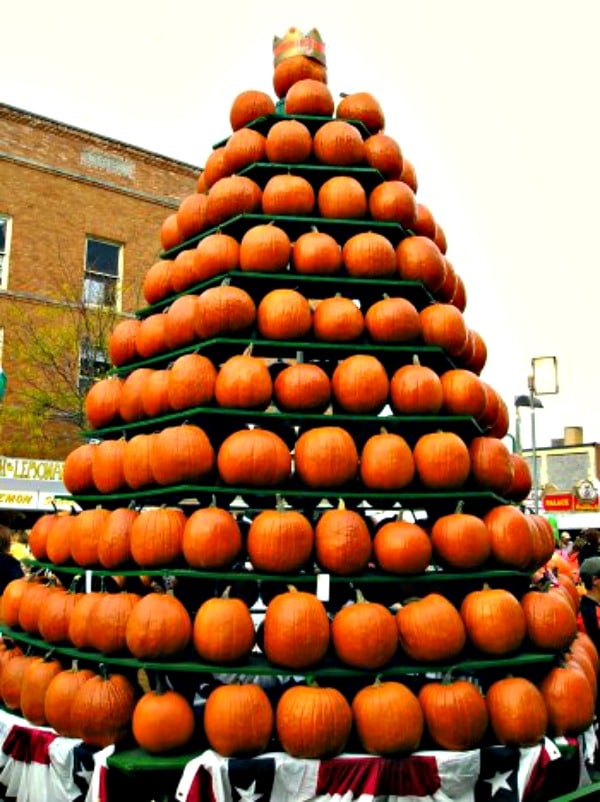 Pumpkin tree display at the Circleville Pumpkin Show in Ohio