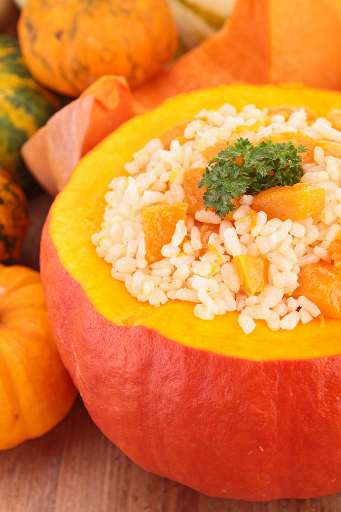 pumpkin risotto in a pumpkin