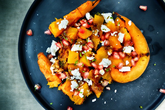 salad dinner in a pumpkin