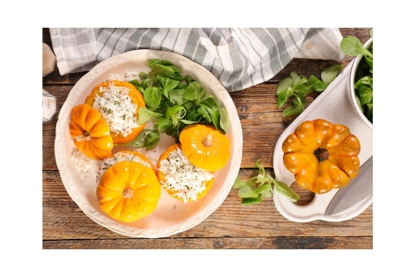 dinner in a pumpkin with rice