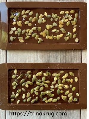 salted chocolate with pumpkin seeds