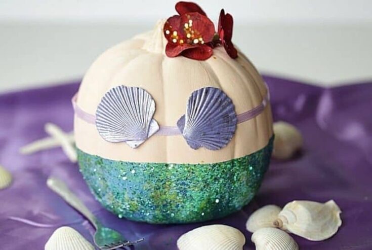 No-Carve Disney Little Mermaid Pumpkin