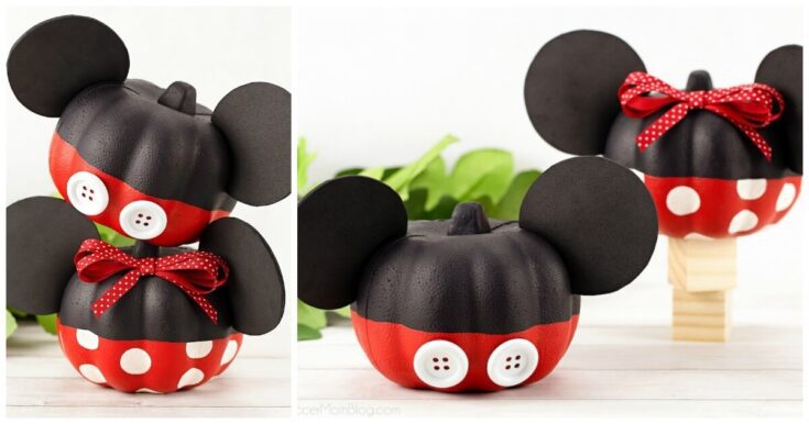 Mickey & Minnie Mouse Pumpkins {Easy Dollar Store Halloween Craft}